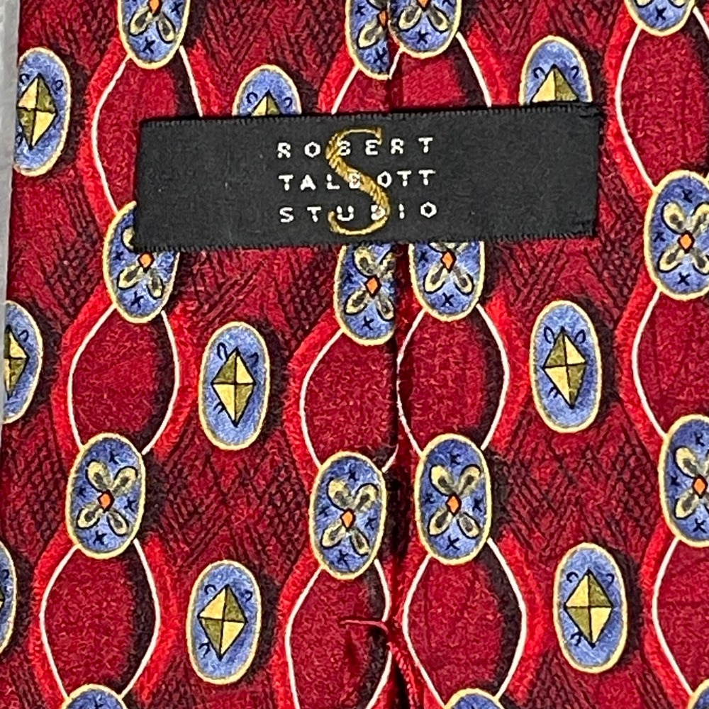 Robert Talbott Studio Silk Necktie Red Geometric … - image 3